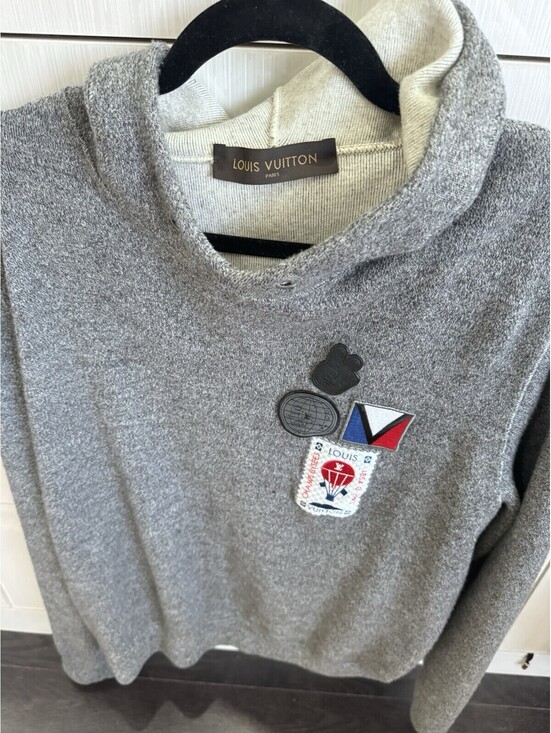Louis Vuitton Other - Louis Vuitton Grey Wool Blend Hoodie with Patch Detail
